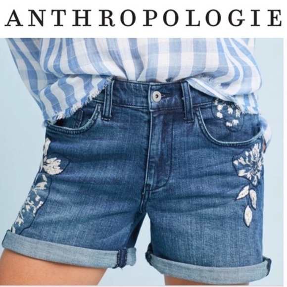 Anthropologie Pants - Anthropologie Pilcro Embroidered Denim Shorts